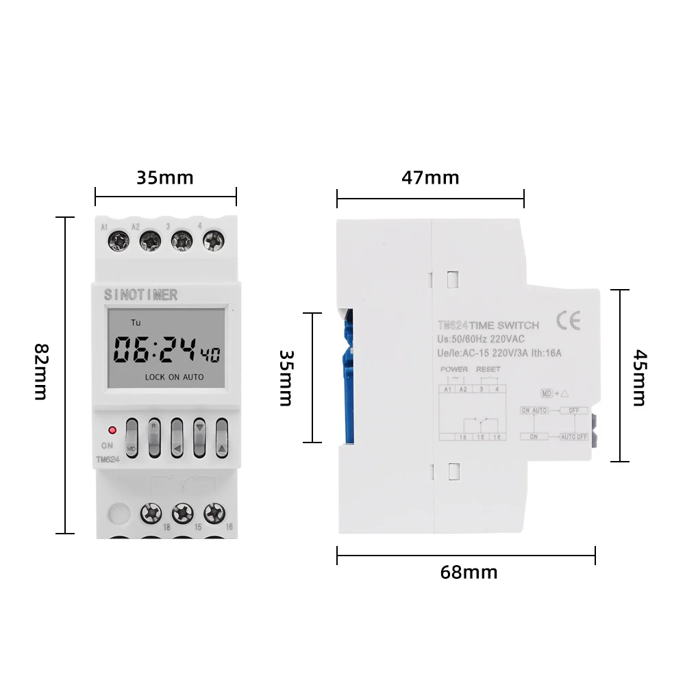 DIN Rail Digital 40 Groups School or Factory Automatic Bell Timer Controller 1~99 Seconds Interval Auto Ring Time Switch AC 220V