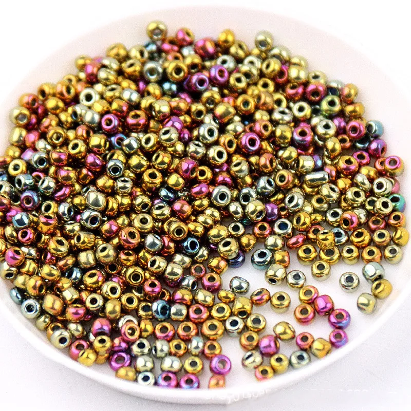 Metal Color Glass Seed Beads Multi Size 1.5/2/3/4mm Golden Plated Spacer Czech Glass Beads For Jewelry Making DIY Accessories