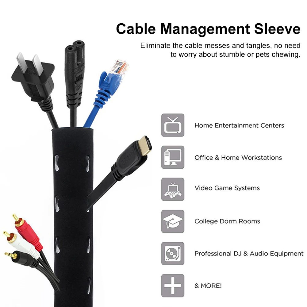 Cable Holder Organizer Flexible Tube Cable Organizer Wire Management Cord Protector Cable Winder For TV Computer Office