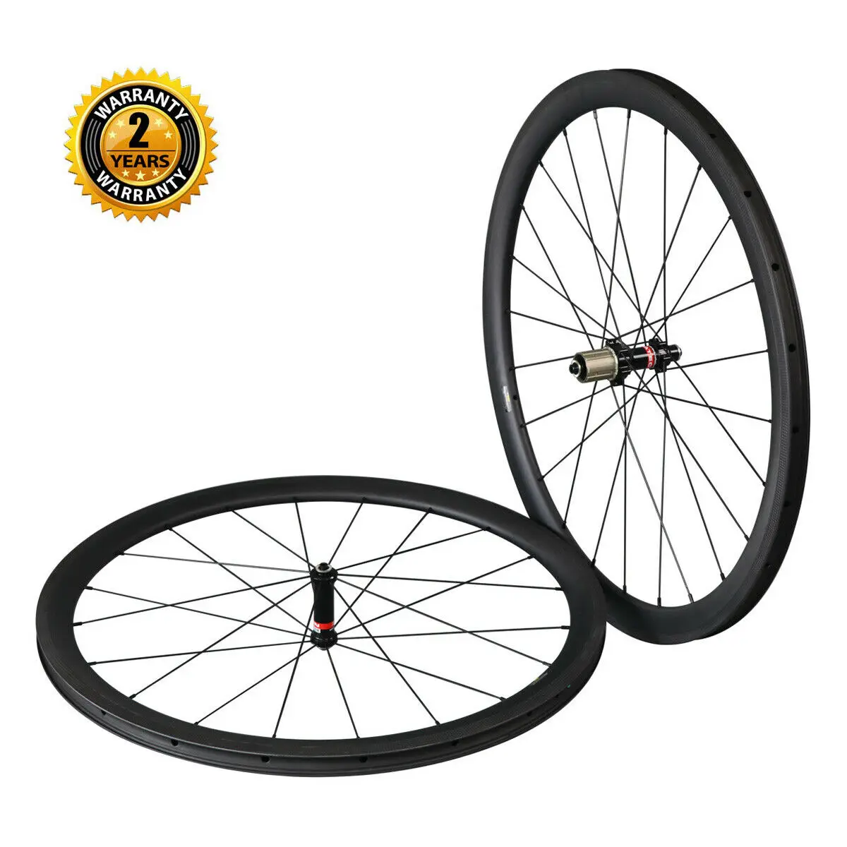 

700C Aero Road Bike Carbon Fiber Wheelset 40mm Deep Clincher Tubeless Ready 25mm with Straight Pull Hub