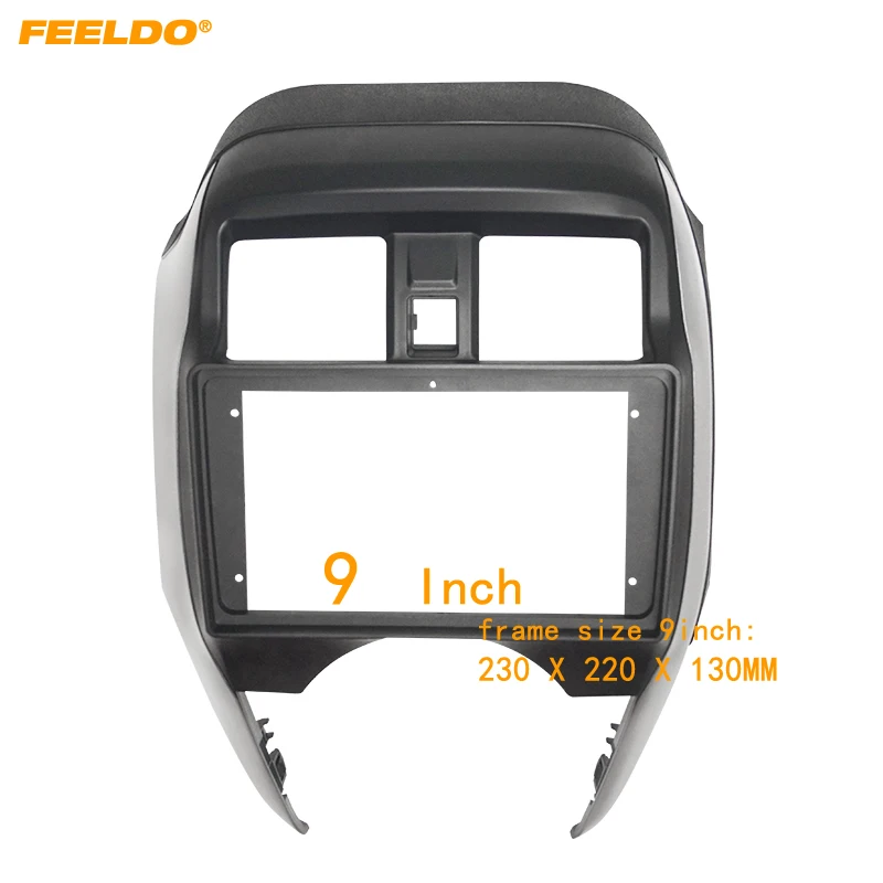 

FEELDO Car Audio Fascia Frame Adapter For Nissan Sunny Almera RHD 14-18 9" Big Screen 2DIN Dash Fitting Panel Frame Kit #HQ7099