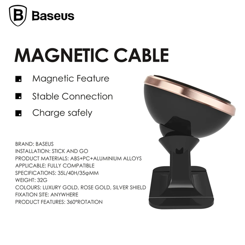 Baseus Universal Magnetic Car Phone Holder Stand For iPhone Samsung Magnet Mount Round Car Holder Dashboard Mobile Phone Holder image 5