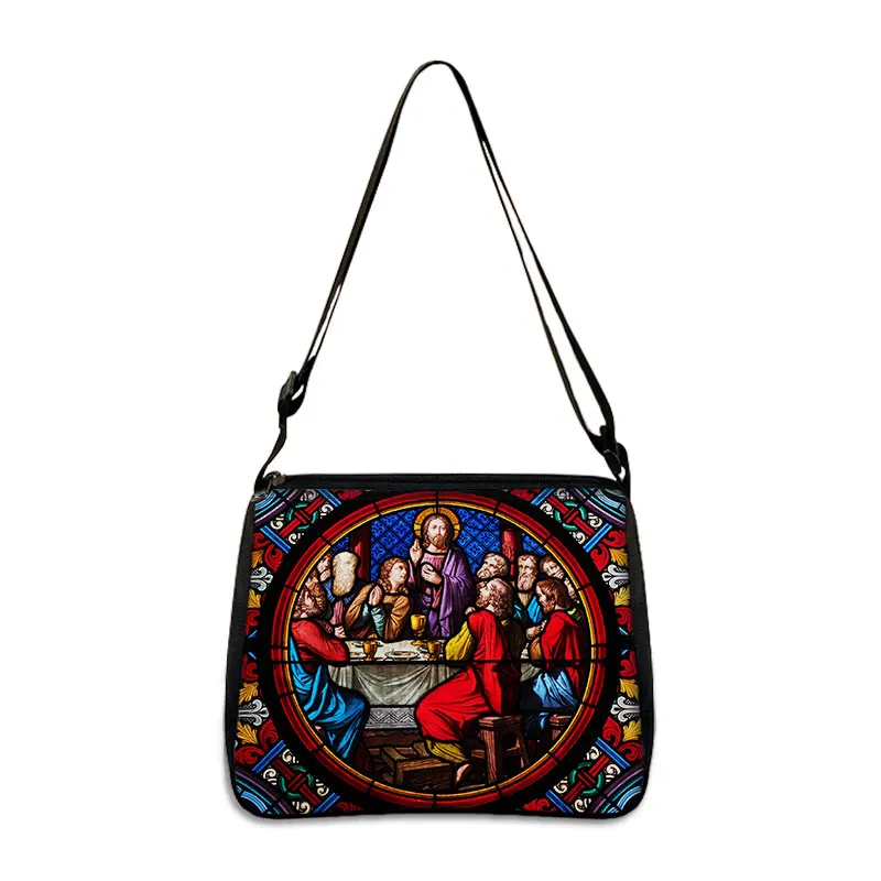 Holy Mary and Jesus Painting Print Handbags Vintage Women Canvas Shoulder Bag Leisure Clutch Ladies Portable Messenger Hobo Bags