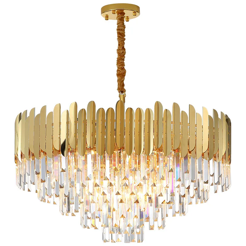 

Round design crystal chandelier lighting living room lamp AC110V 220v luster cristal dining room golden chandeliers LED lamp