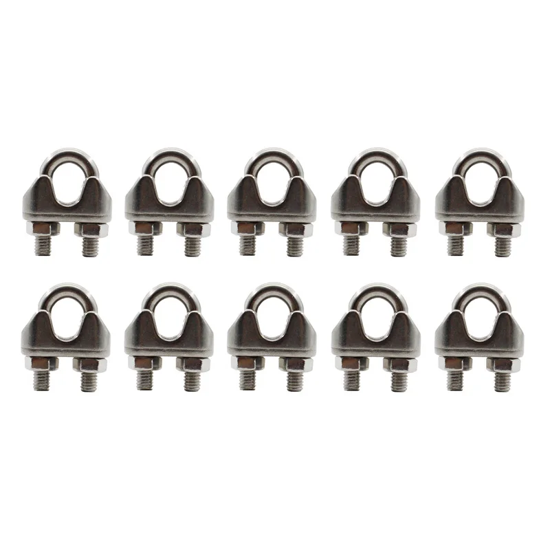 M8 Wire Cable Clamps, 10 PCS Stainless Steel Wire Rope Cable Clip Clamps U Bolt Saddle Fastener, U-Bolts,Clothesline Tightener