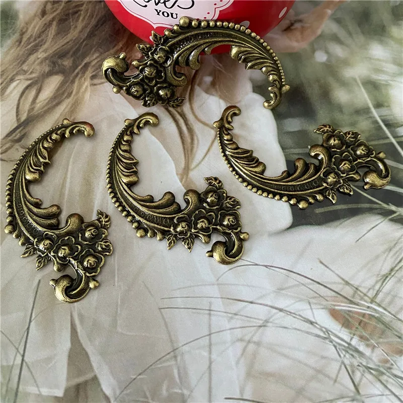 Wholesale 12pcs Antique Bronze Zinc Alloy  Lovely Flower Swirl Charms Necklace Pendants fashion jewelry finding 63x40*2mm 30666