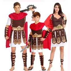 Umorden Halloween Purim Adult Ancient Roman Greek Warrior Gladiator Costume Knight Julius Caesar Costumes for Men Women Kids