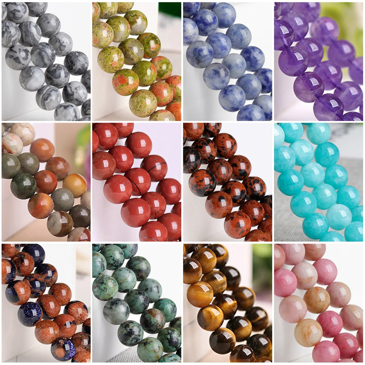 Natural Stone Round 4mm 6mm 8mm 10mm 12mm Loose Beads Wholesale Bulk Lot For Jewelry Making DIY Beaded Bracelet