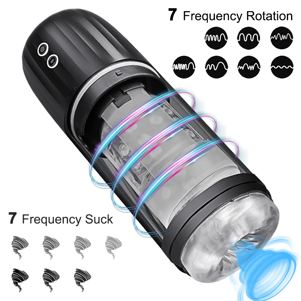 IPX8 Waterproof Male Masturbation Toys Automatic Rotation Sucking Machine Glans Trainer Masturbator Sex Tos for Men Adults Goods