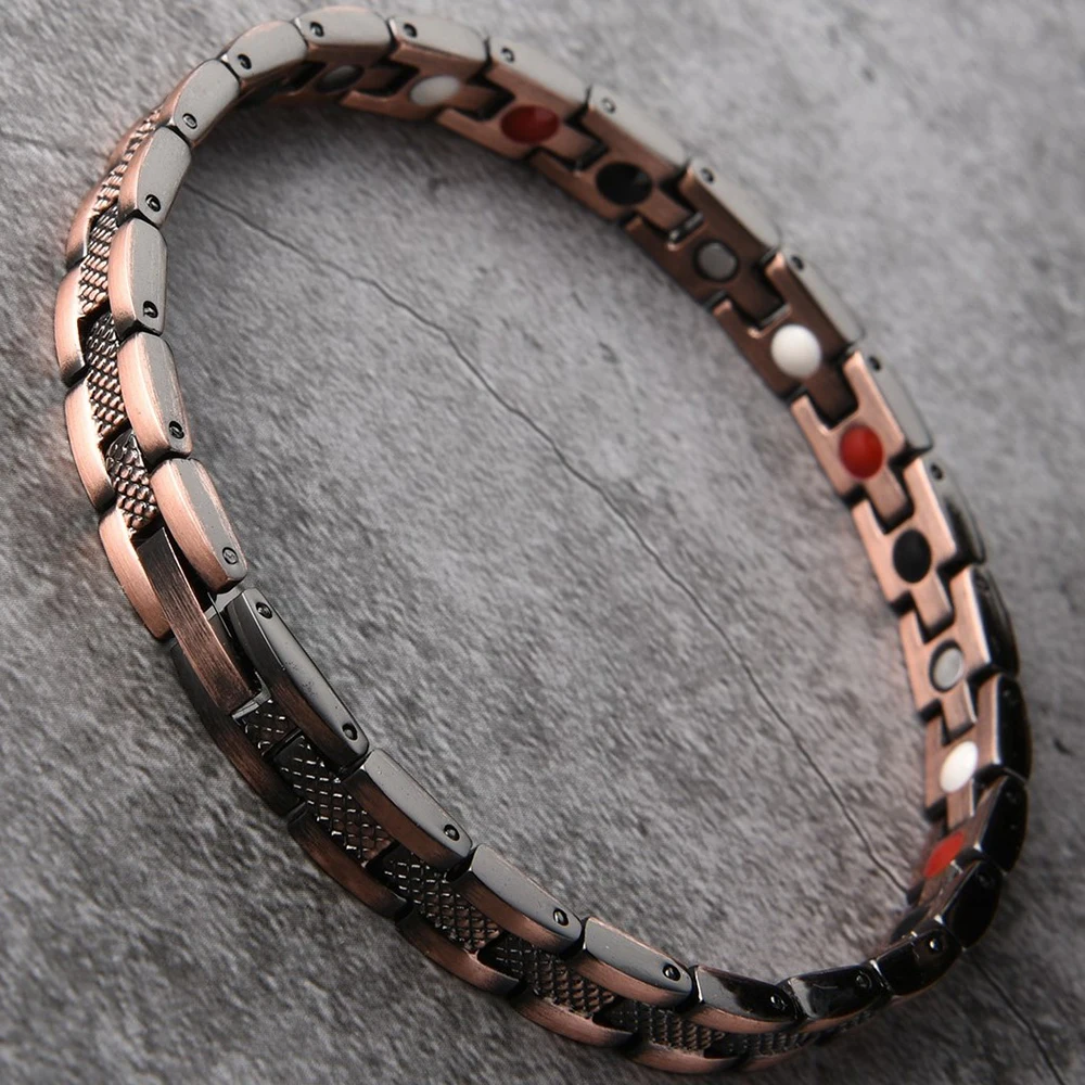 Wholesale 6MM Wide Retro Red Copper Bracelet For Women Mens 4 In 1 Magnetic Bracelets 2022 Pulseira Magnetica Therapy Jewelry