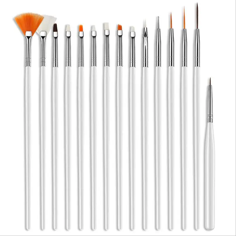 15Pcs Professionelle UV Gel Acryl Nail art Pinsel Set Design Gel Polnisch Malerei Zeichnung Stift Maniküre Nägel Tipps Werkzeuge T0361