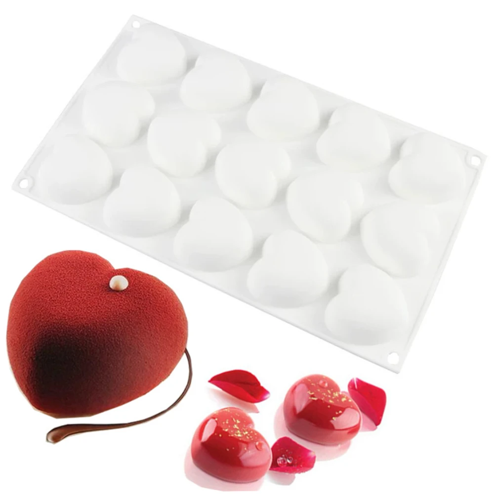 

Silicone Romantics 15 heart-shaped Mini Cake Mold For Chocolate Desserts Pudding Baking Cakes Decorating Tool Molds Pan