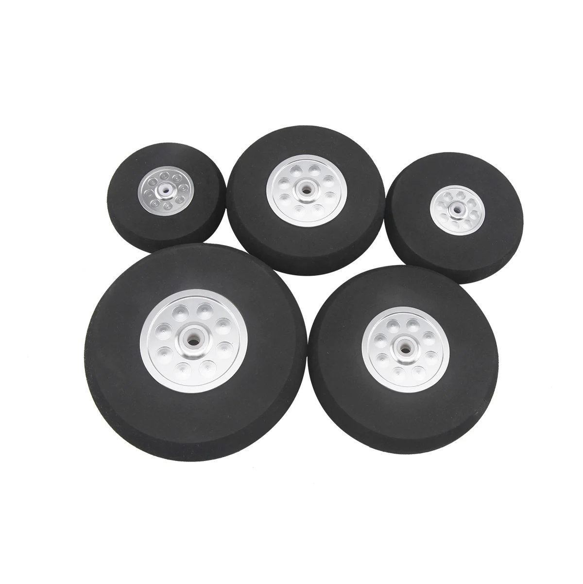 1 Pair  3/3.5/4/4.5/5/6/7/8 inch Sponge Wheel with Dia-Casting Aluminum Hub for RC Airplane Parts