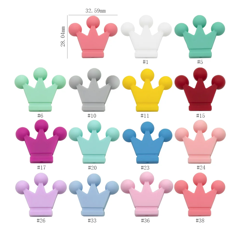 Cute-Idea 10PCs Mini Crown Teether Nursing Pacifier Beads DIY Accessories Chain BPA Free Chewable Teething Soft Baby Product