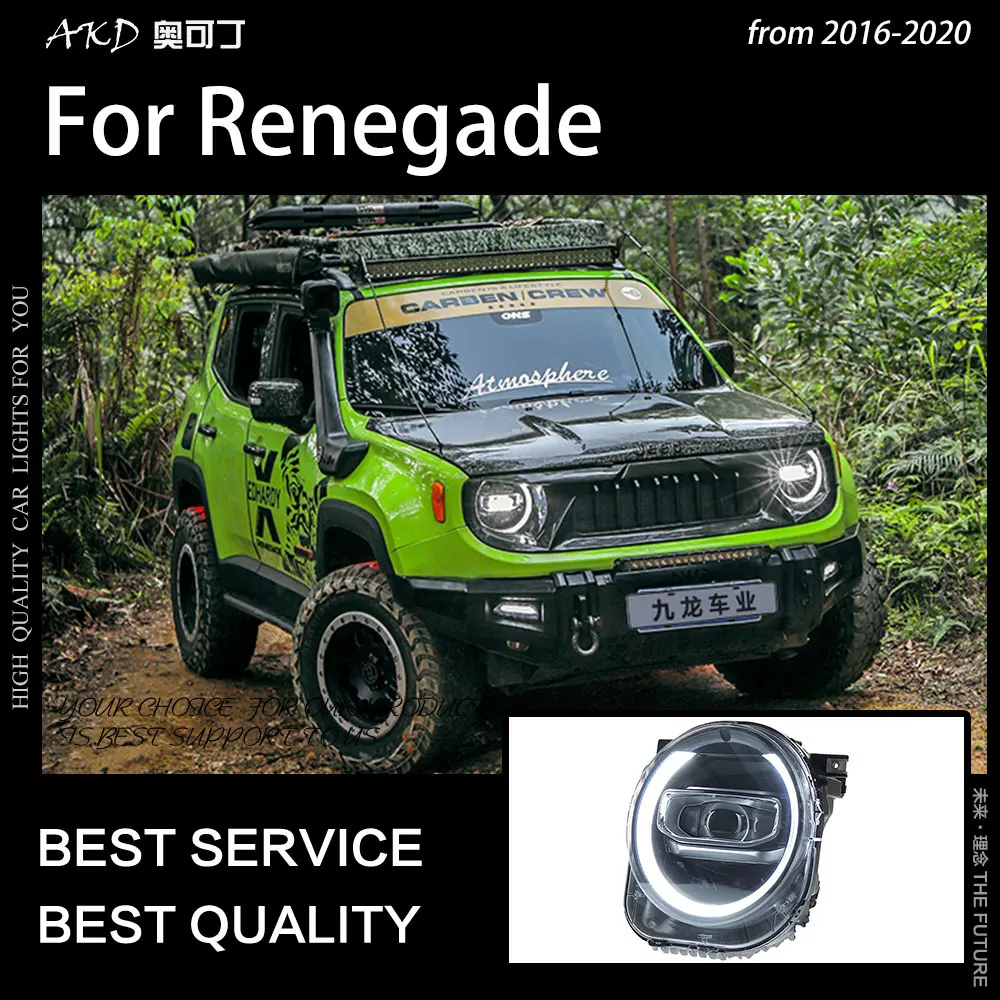 

AKD Car Styling for Jeep Renegade Headlights 2016-2020 LED Headlight LED DRL Hid Head Lamp Angel Eye Bi Xenon Beam Accessories