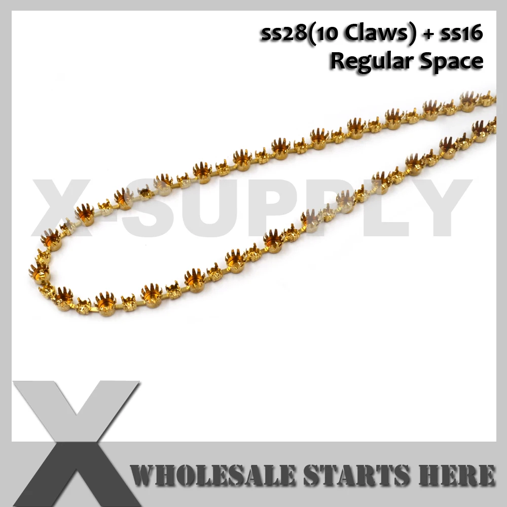 

SS28 10 Claws Brass Empty Cup Chains Jump With SS16 Cups For Crystal Rhinestones Decorations