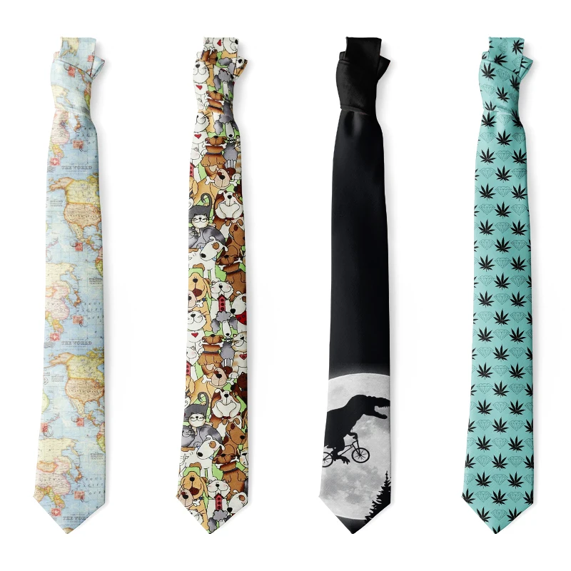 Fashion Map Animals 3D Printing Men Neckties Funny Slim 8cm Ideas High-quality Nylon Ties Party Dinner Party Gentleman Men Ties