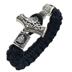 Nostalgia Thor Hammer Norse Viking Bracelet Rune Charms Bead Jwelry For Women Bangles Bracelets Vikingo Men Jewelry Dropship