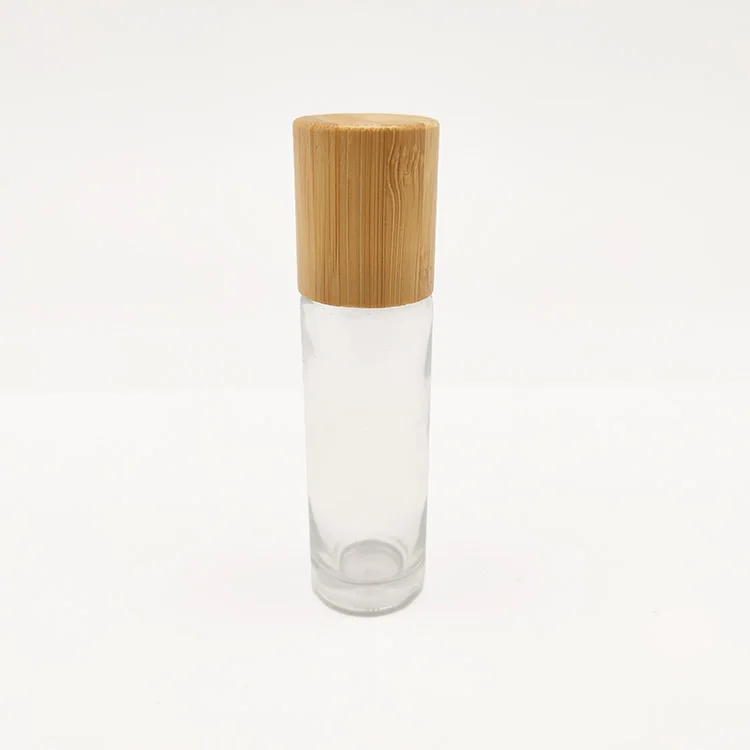 100pcs Deodorant Perfume Essential Oils bamboo cap Clear glass Roll On Roller Bottle 15ml 1/2 oz with lid