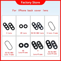 1pcs New Back Rear Camera Lens Glass Cover Ring With Frame For iPhoneX  XR XS Max Rear Cam Frame Seal Bracket Replacement Parts