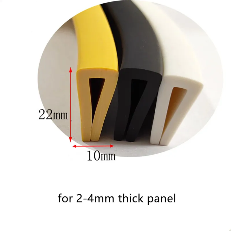 

U Rubber Strip 22x10mm 4mm Edge Shield Encloser Bound Glass Metal Wood Panel Sheet Car Vehicle Bumper Seals White Black Yellow