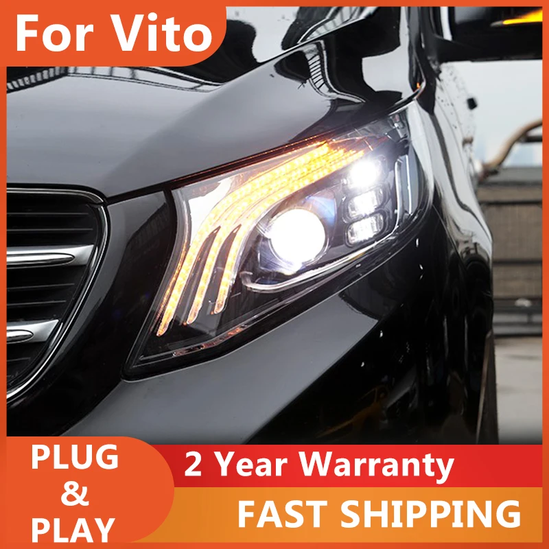 ALL LED For Head Lamp Benz VITO V260 V250 V Class 2015-2019 Maybach Headlights LED DRL Running Light Bi LED Lens Assembly