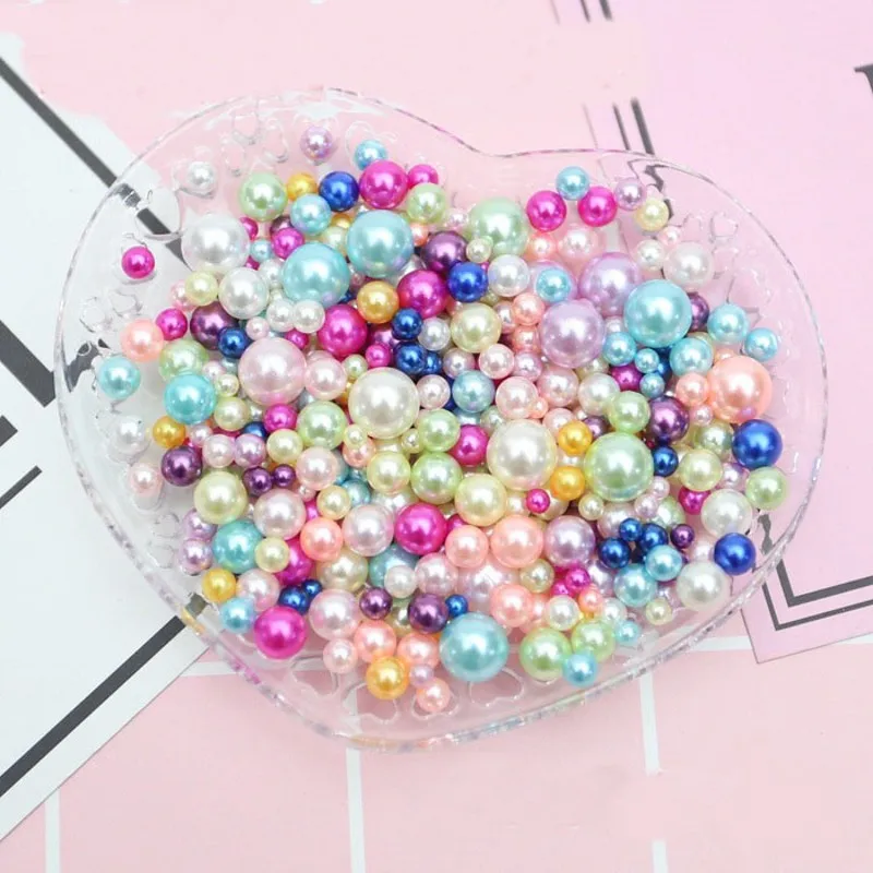 Mix Size 2/ 3/4/5mm Beads Without Hole Colorful Pearls Round Acrylic Imitation Pearl Diy for Jewelry Making Nail Art 10g