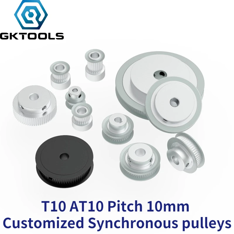 

GKTOOLS Trapezoid T10 AT10 Synchronous Pulley Pitch 10mm Gear wheel Manufacture Customizing all kinds of T10 AT10 Timing pulley