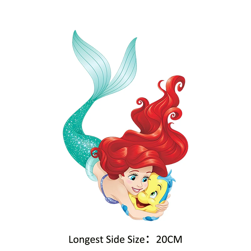 Pretty Disney Princess DIY Heat Transfer Patches for Girls Clothing Ironing Stickers T-shirt Sewing Clothes Bag Decration Gifts