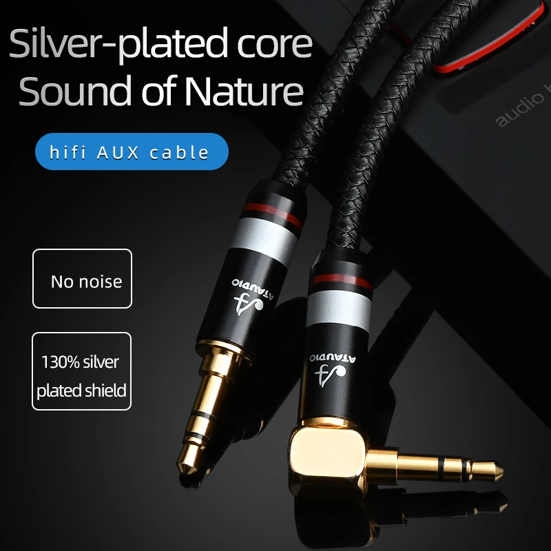 HIFI 3.5 مللي متر ذكر إلى ذكر الصوت كابل مساعد الأساسية الفضة مطلي 3.5 مللي متر جاك كابل الصوت جاك لسيارة سماعة الرأس محول سلك
