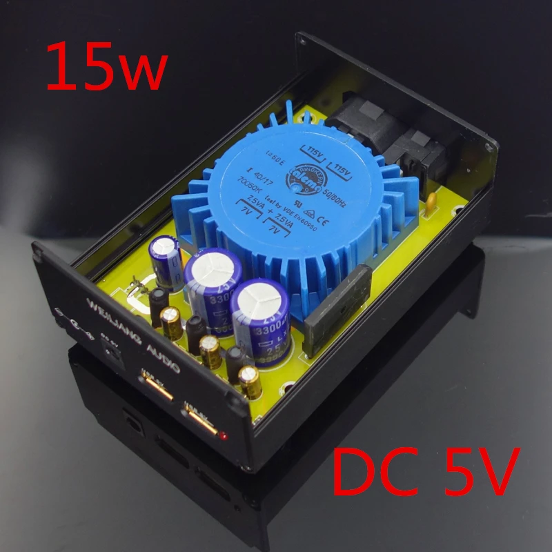 

WEILIANG New type 5V USB 15W DC port dual output linear power supply DC voltage regulator CAS XMOS raspberry