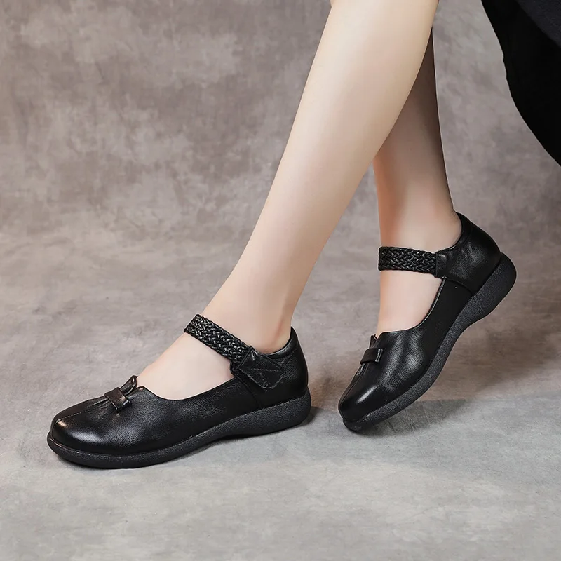 GKTINOO Genuine Leather 2024 New Flats Women Shoes Hook & Loop Shallow Spring Autumn Comfortable Concise Leisure Ladies Shoes