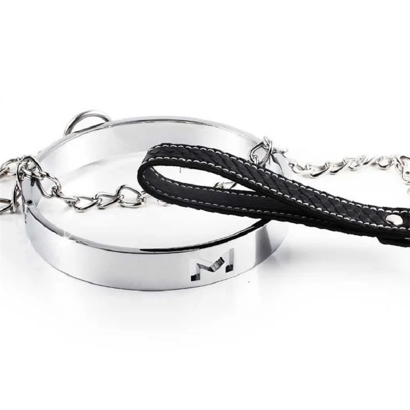 Bdsm Sex Metal Chain Collar With Leash Bondage Fetishs Necklace Adult Erotic Slave Games Toys For Women Accessories