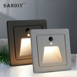 SANDIY Sensor Stair Lights Waterproof Outdoor Wall Lamp Motion Detector Luminaire 3W Step Lighting for Balcony Yard Street IP65