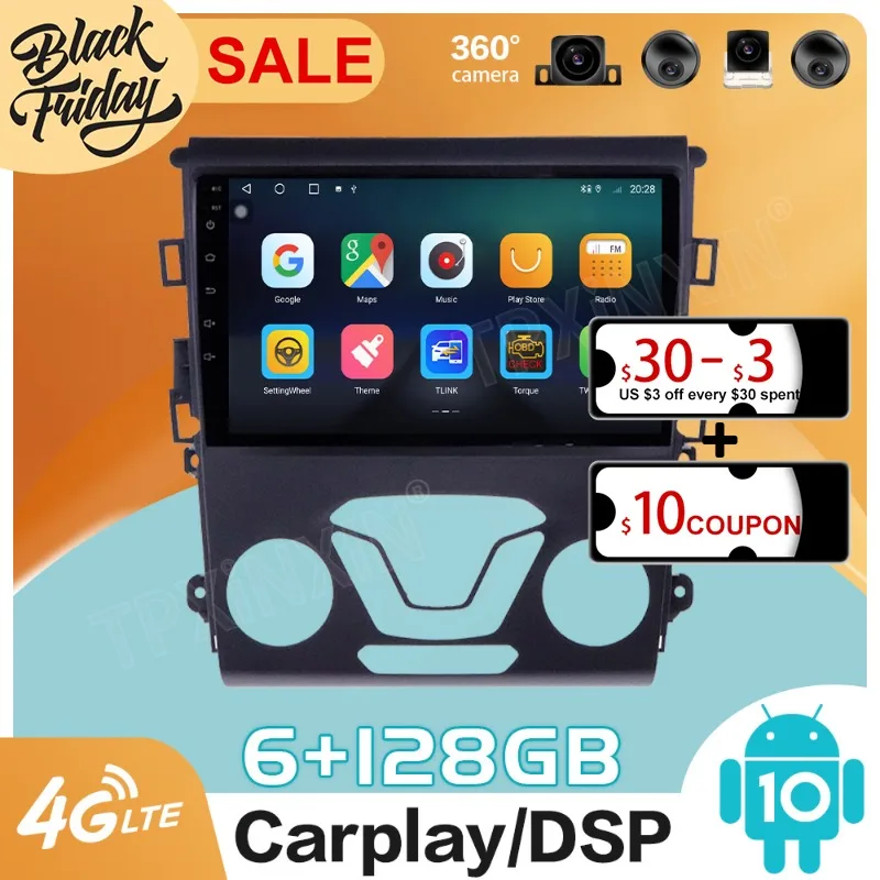 

Android 10 128GB for Ford Mondeo 5 2014 - 2019 Car GPS Navigation Auto Radio Stereo Video Multimedia Player Carplay Head Unit