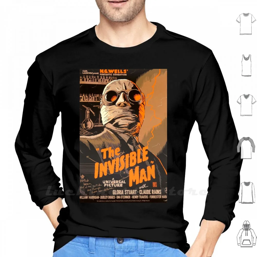 The Invisible Man - Retro Long Sleeve T Shirt Invisible Man Invisible Monster Mad Scientist Scientist Vintage B Movie Horror