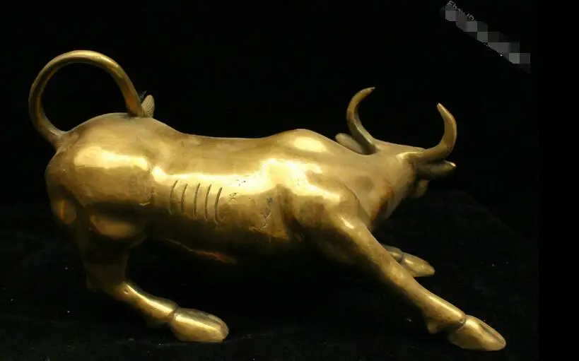 30CM China old Brass antique Bronze Chinese Zodiac cattle Sculpture