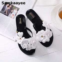 Size 36-40 Womens Flip Flops Summer Femmes Flower Flats Slippers Shoes Mujer Beach Sandals Bohemia Slides Soft Chaussures Y13