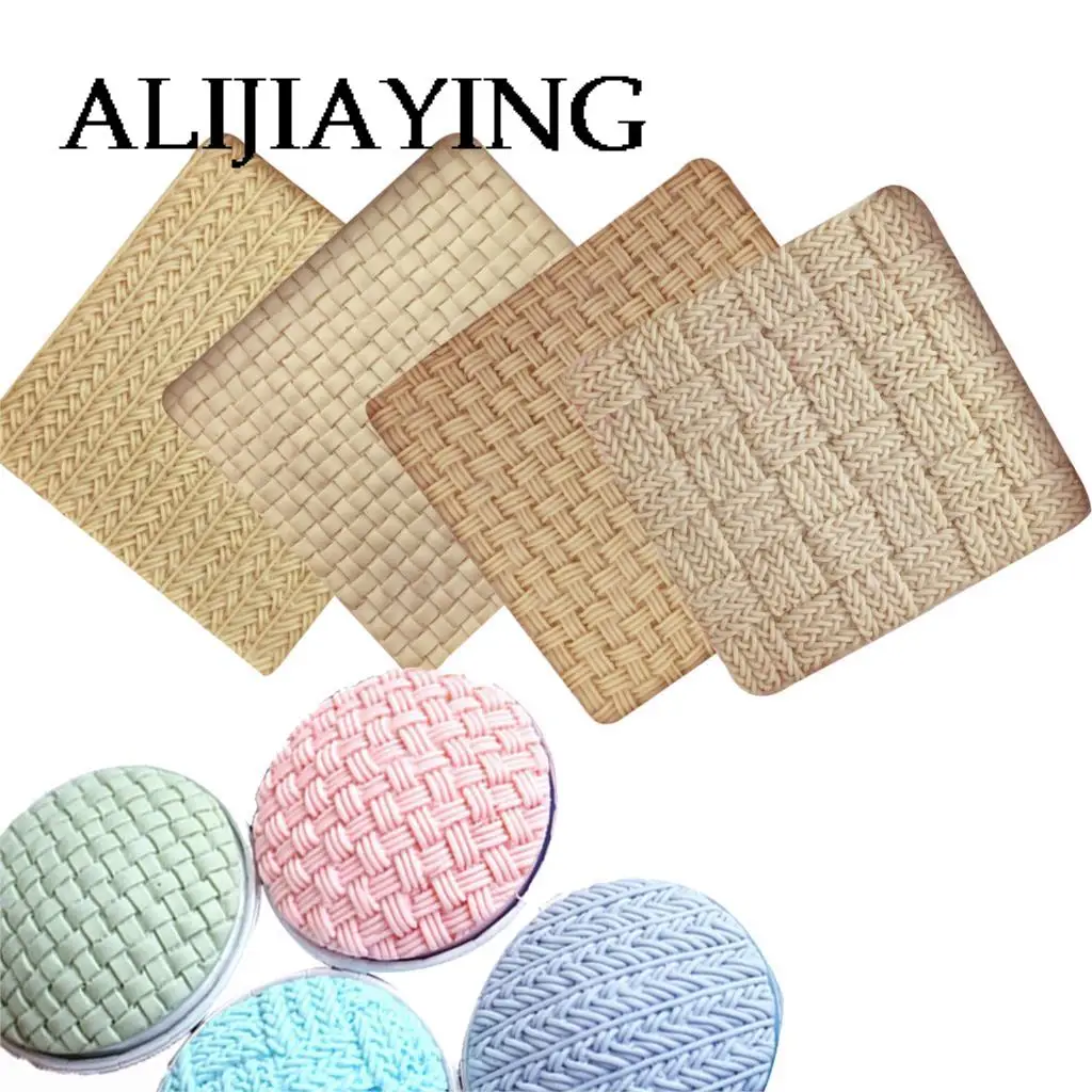 M1116 knitting Wool lace pattern Fondant silicone molds knit printing pad texture template cake decorating kitchen baking tools