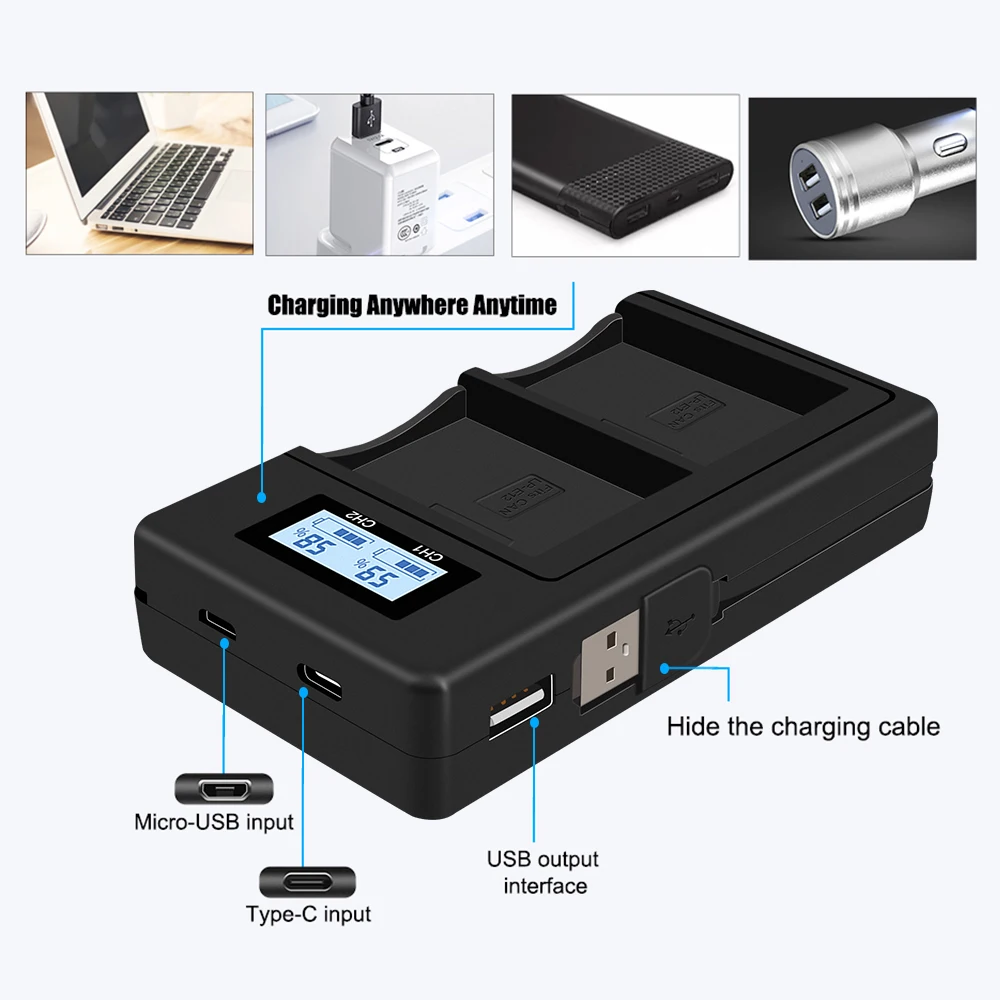 PALO 100% Original LP-E12 LP E12 LPE12 Li-ion Battery+LCD USB Dual Charger for Canon EOS M50, EOS M100,100D Kiss X7 Rebel SL1