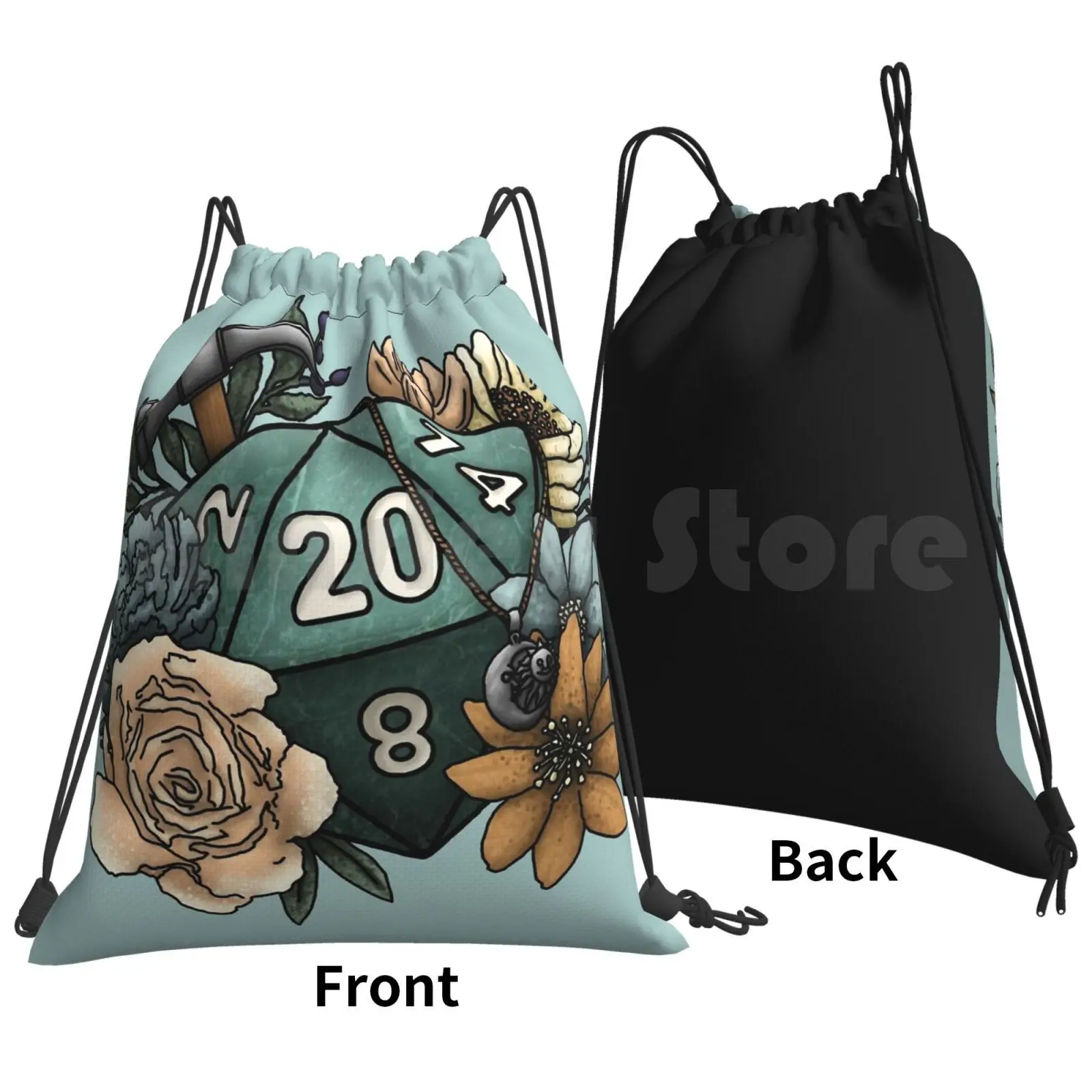 Cleric Class D20-Tabletop Gaming Dice Backpack Drawstring Bags Gym Bag Waterproof D20 D D Dnd And Tabletop Gaming Dice