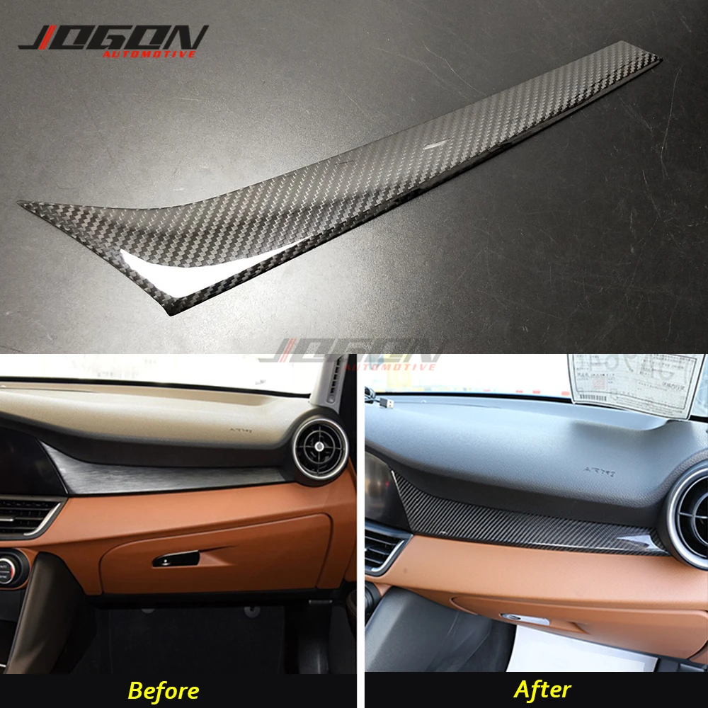 LHD Real Carbon Fiber For Alfa Romeo Giulia 952 2017 - 2020 Car Interior Passenger Side Console Glove Box Strip Cover Trim