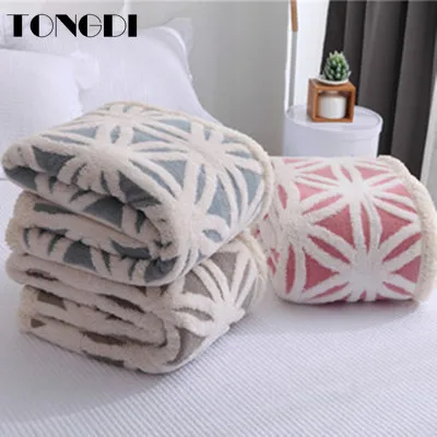 

TONGDI Woolen Raschel Blanket Soft Thickened Heavy Warm Elegant Two-tiered Fleece Luxury For Cover Sofa Bed Bedspread Winter