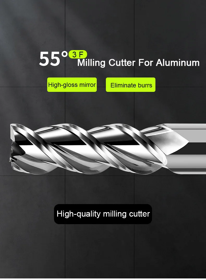CNC Aluminum Milling Cutter Carbide End Mill 3 Flutes Square Head flattened end mills 1 to 20mm  HRC55 Milling Tools Tungsten
