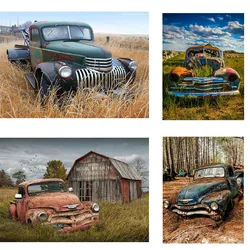 5D Diamond Embroidery Vintage Car scenery Diy Diamond Painting Cross-stitch Old pickup truck Mosaic full Square Rhinestones