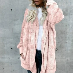 S-2XL Big Size Winter Coat Women Fur Cardigan Jacket Long Sides Both Side Wearing Faur Fur Coat Teddy Coat