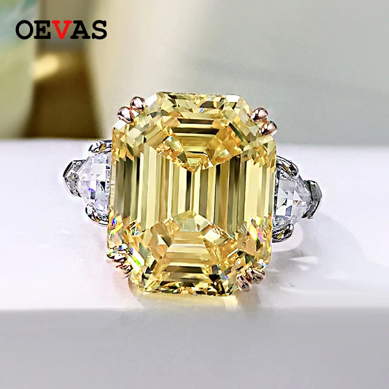 

OEVAS 100% 925 Sterling Silver Sparkling 13*16mm Pink Yellow High Carbon Diamond Fine Jewelry Wedding Party Fine Jewelry Gifts