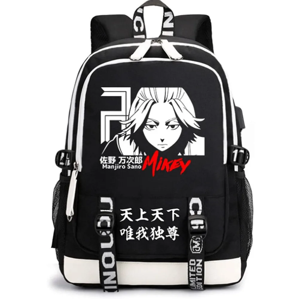 

Anime Tokyo Revengers Backpack Women Men Computer Bag USB Charging Unisex Black Travel Daypack Student School Campus Shoulderbag