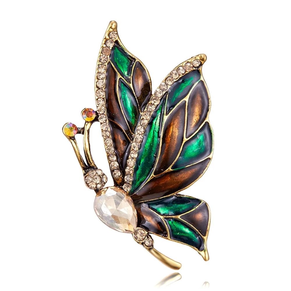 Vintage Bunte Schmetterling Broschen Kristall Strass Metall Emaille Pins Fliegen Insekt Tier Brosche Kleidung Schmuck Geschenke – Detail 22