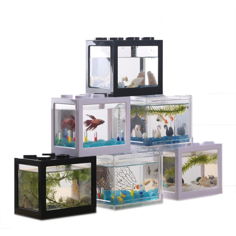 Creative Combinable Ecological Small Fish Tank Mini Aquarium Betta Fishbowl Ant Box Crawler Box DIY Aquarium Landscaping